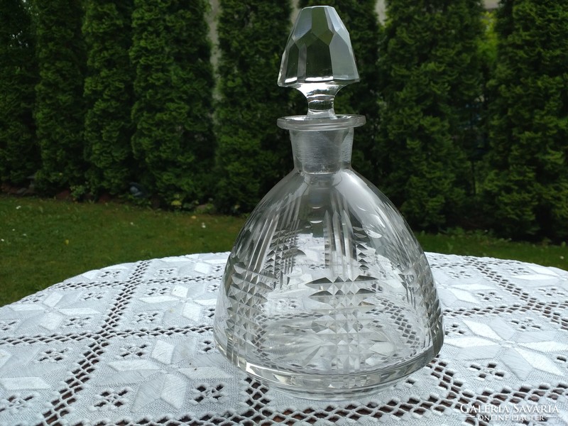 Antique engraved, lentil-sifted crystal liqueur pourer