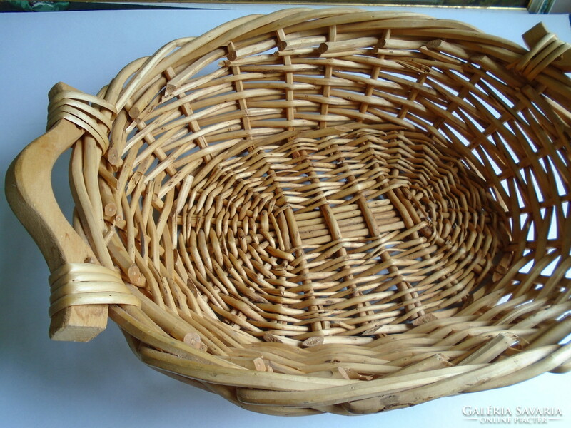 Fruit cane basket, basket with wooden tongs.