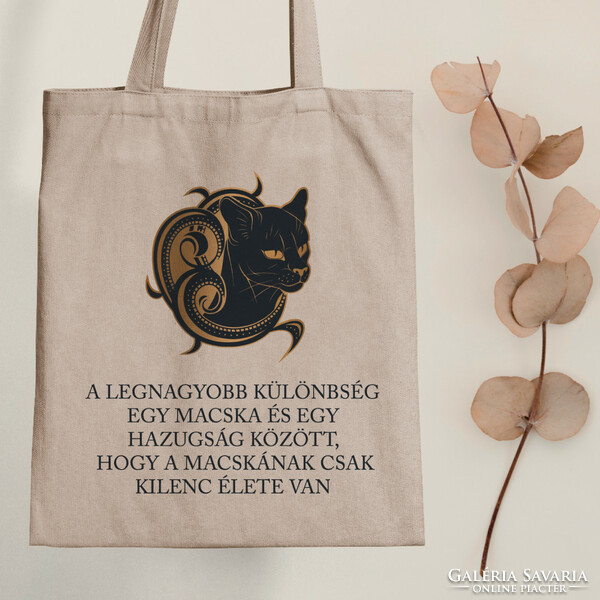 Difference between a cat and a lie - kitty tote bag with quote