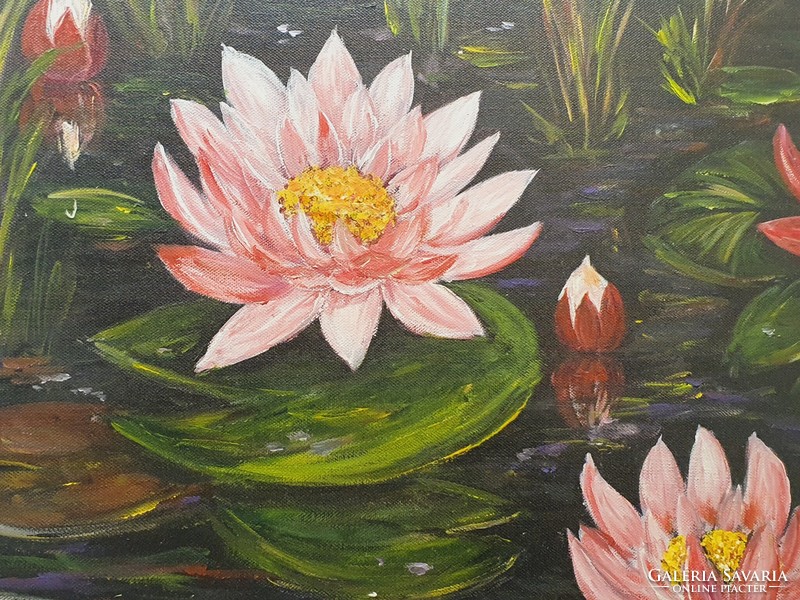 Water lily bag 50X70 cm, stretched canvas painting