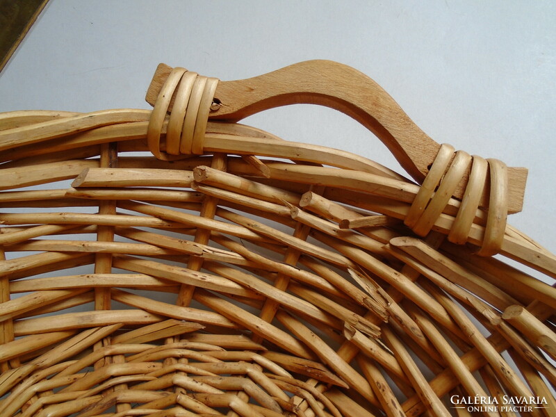 Fruit cane basket, basket with wooden tongs.
