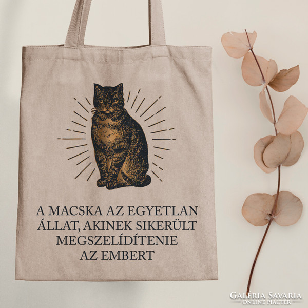 Cat taming - kitty canvas bag with quote