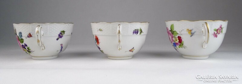 0V662 antique Herend porcelain tea cup 3 pieces 1920