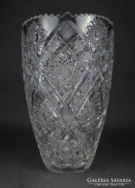 1N485 Nagyméretű öblös kristály váza virágváza 25.3 cm 2.3 kg