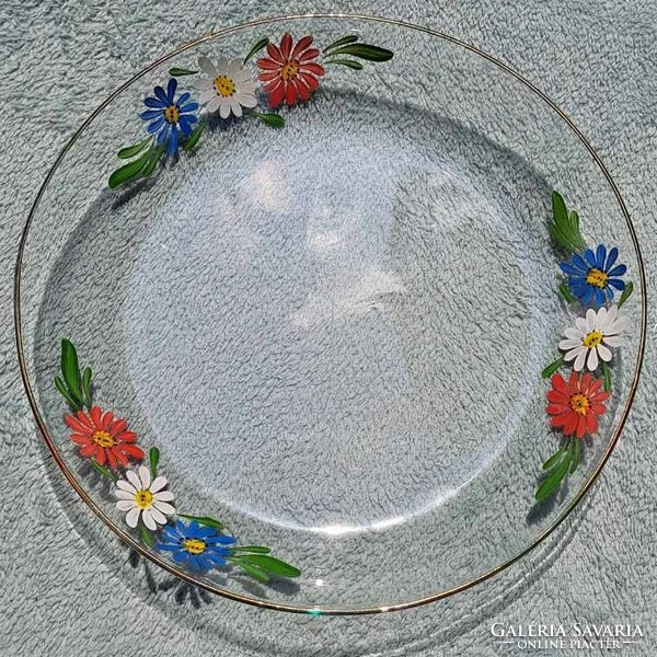 Antik virágmintás 7 részes üveg kínáló