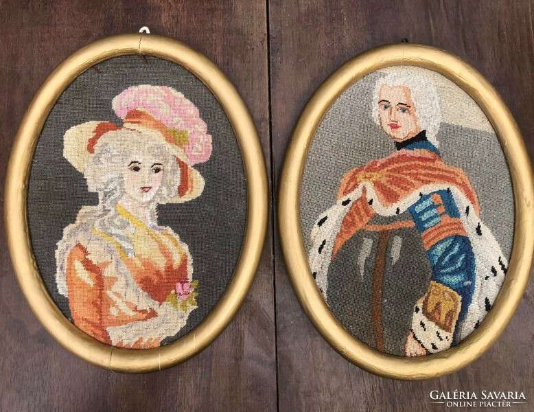 2 pcs. Old tapestry. / French