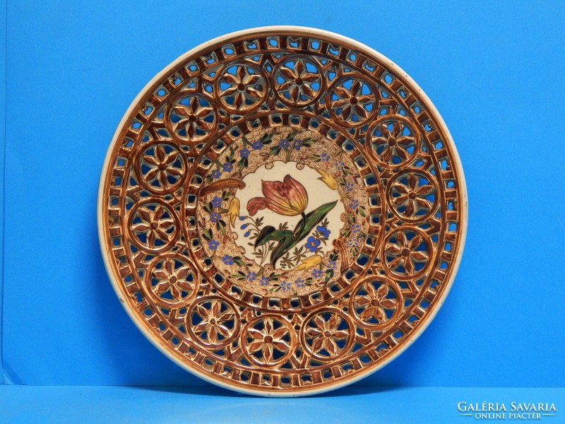 Fischer Mór tata, rare wall plate with cubash pattern, in excellent condition, approx. 1880