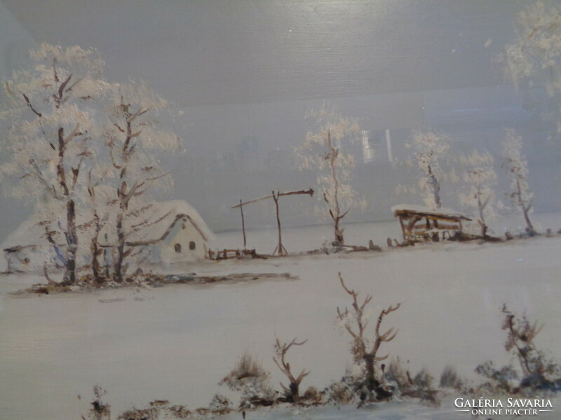 Károly Feith (1930 - 2017): winter landscape with 80 x 61 cm and 90 x 70 cm frame