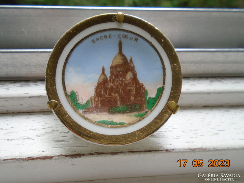 Limoges sacré coeur basilica Paris miniature plate with gilded holder