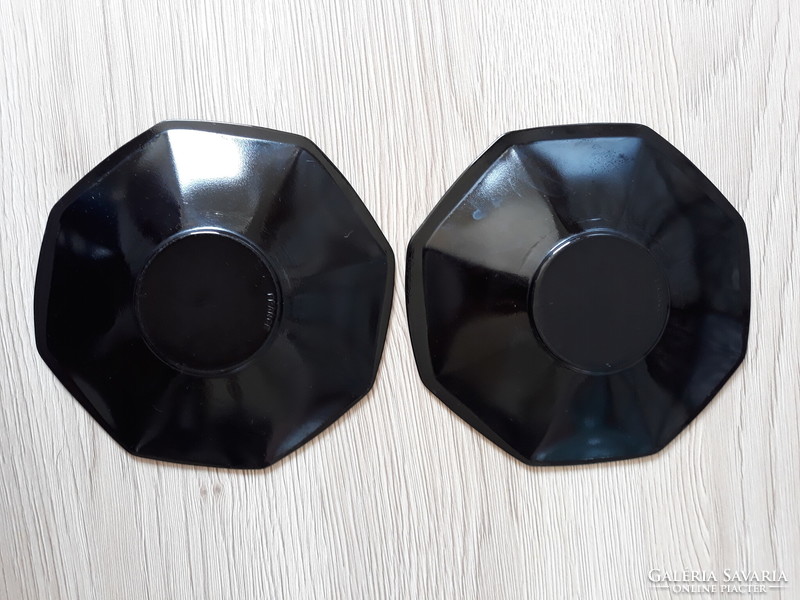 Octagonal black porcelain saucers (2 pcs)