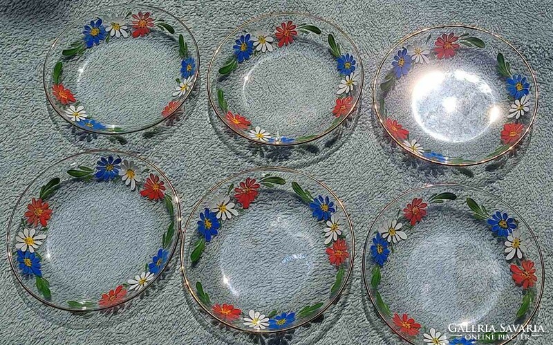 Antique floral 7-part glass serving tray