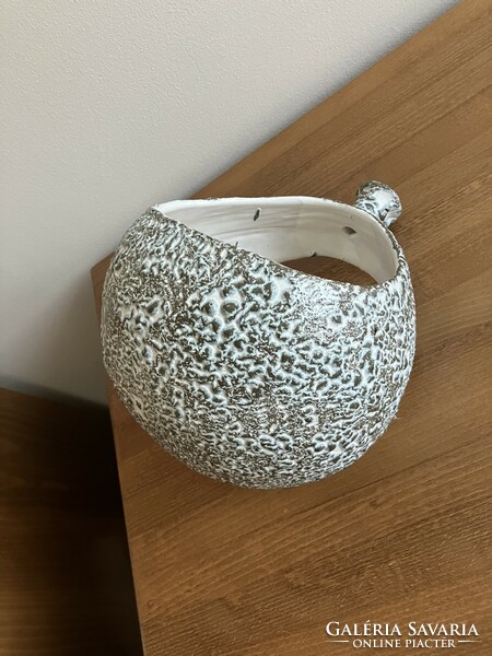 Retro glazed ceramic pot Mihály Béla mid century hanging pot planter