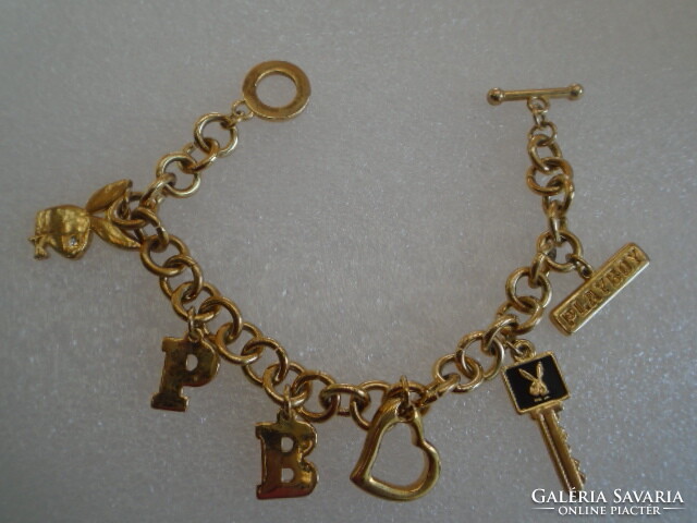 Genuine New Surgical Steel Bracelet in Rose Gold, Pendants - Playboy and Bunny