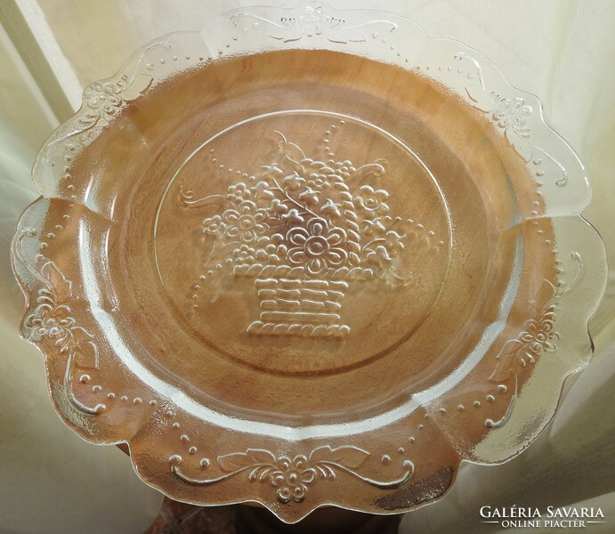 Glass bowl with flower basket pattern