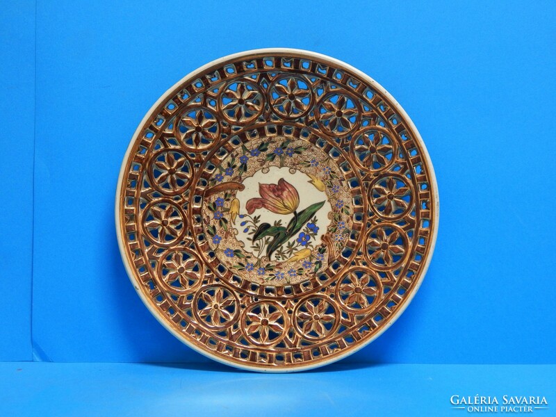 Fischer Mór tata, rare wall plate with cubash pattern, in excellent condition, approx. 1880