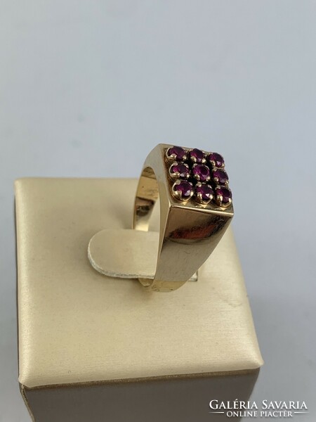 Women's for sale 14 kr. Yellow gold ring with ruby stones.