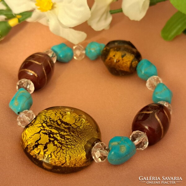 Murano glass and turquoise bracelet