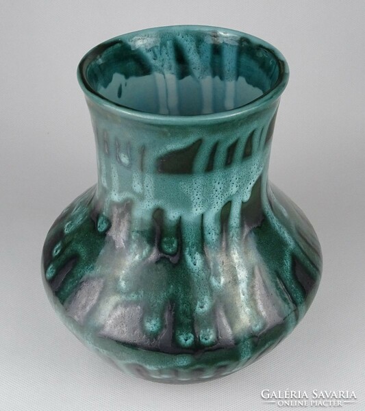 1N488 Flawless dripped glazed applied arts ceramic vase 20 cm