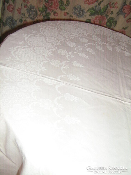 Beautiful vintage pale pink Toledo floral damask tablecloth