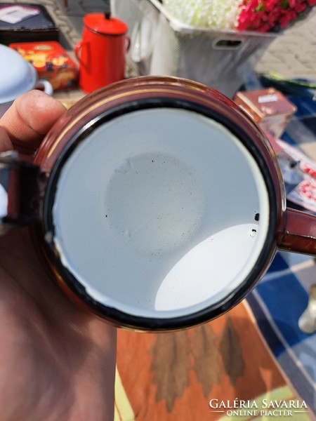 Zománcos  Zománcozott barna 0.5 literes  kávéskanna nosztalgia darab, paraszti falusi design