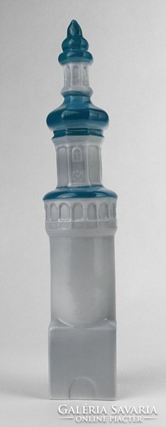 1N479 Régi jelzett Zsolnay porcelán torony "Soproni tűztorony" 23 cm
