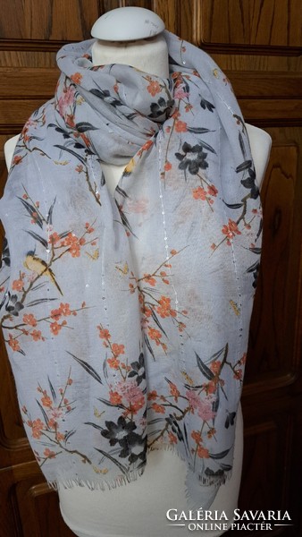 Women's floral, bird scarf, stole (l3796)
