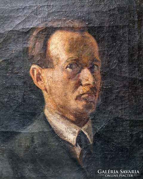 Tamás Bánszki (1892 - 1971): male portrait - oil painting, 1927