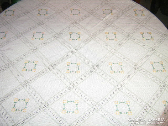 Beautiful azure embroidered woven tablecloth