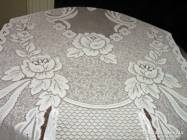 Gyönyörű vintage áttört rózsa mintás különleges fehér vitrázs függöny