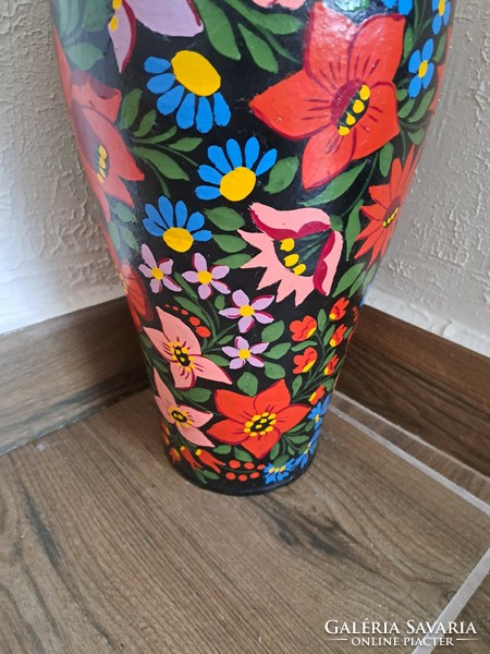 Gyönyörű 51 cm magas festett Kalocsai virágos padlóváza váza hagyaték régiség