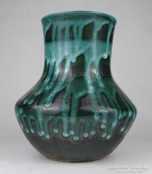 1N488 Hibátlan csorgatott mázas iparművészeti kerámia váza 20 cm
