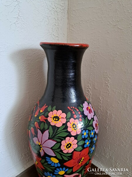 Beautiful 51 cm high painted Kalocsa floral floor vase vase heirloom antique