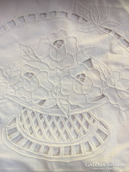 VINTAGE!  Gyönyörű kézimunka textilzsák, pamutkarton anyagból, madeira hímzéssel