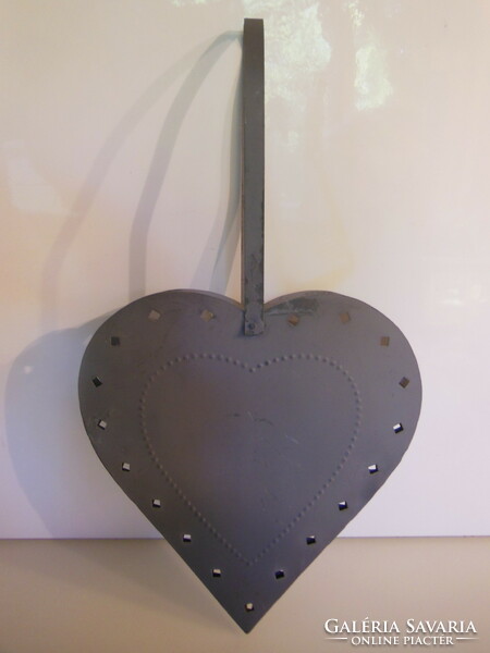 Kaspó - heart - can be hung - 26 x 25 x 4 cm + handle 19 cm - tin - perfect