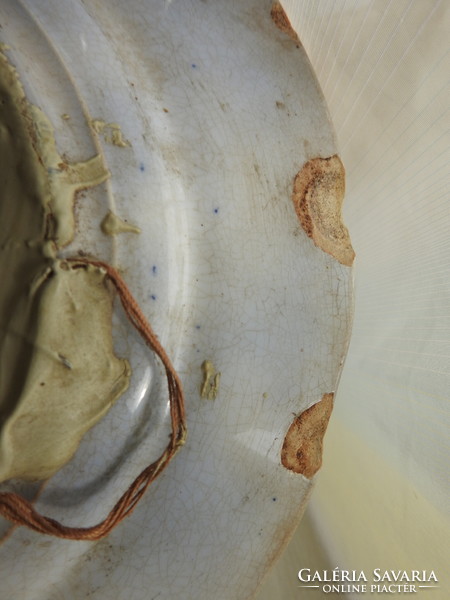 Antik majolika jelzett kobaltkék falitál - fali tányér