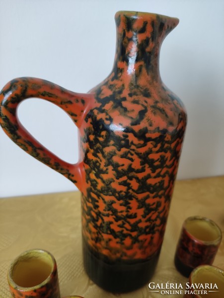 Tófej ceramic brandy serving set, matching ceramic vase
