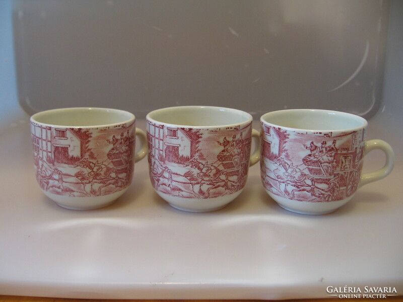 English pink stagecoach cups, copperfield