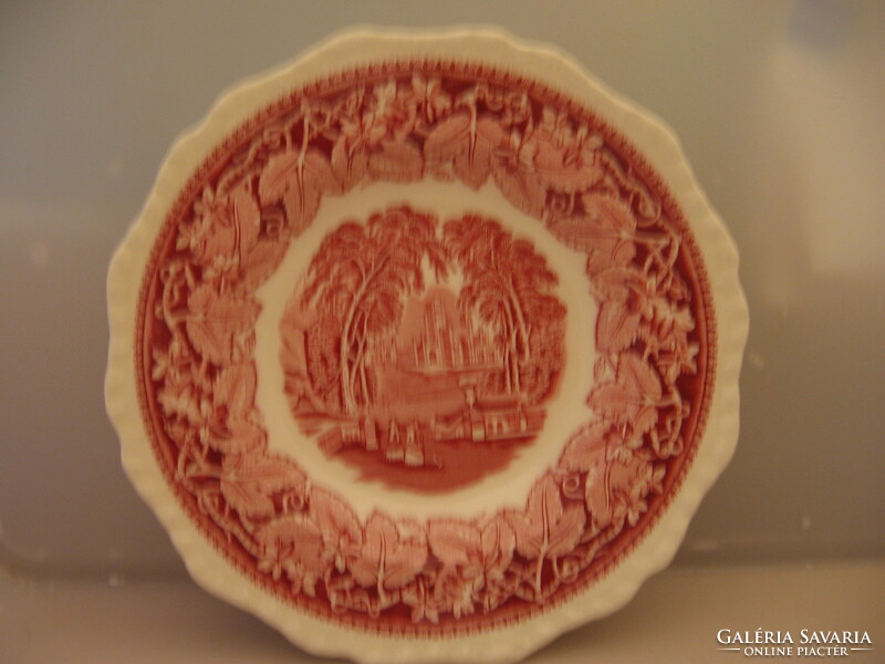 English pink scene visual soup plate masons vista