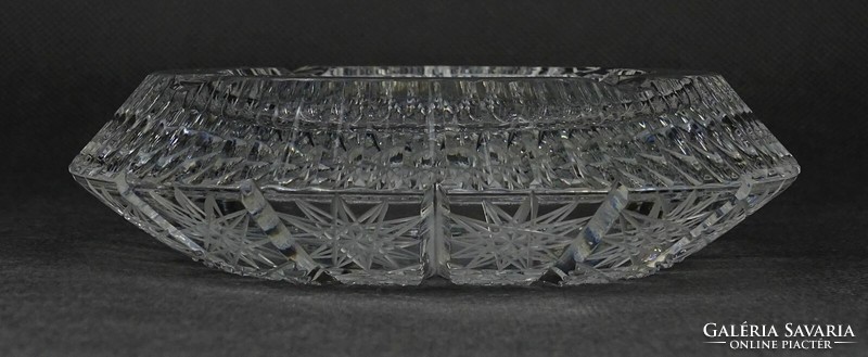1N486 old polished crystal ashtray 13.5 Cm 880g