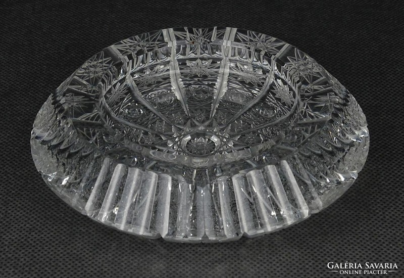 1N486 old polished crystal ashtray 13.5 Cm 880g
