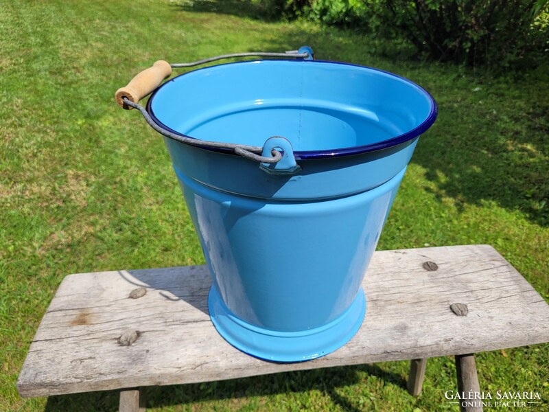 Old but new blue dark blue enameled bucket Budafok enameled footed bucket jug