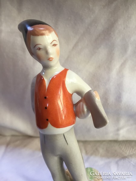 Woodcutter, marked, hand-painted drasche porcelain statue (79/1)