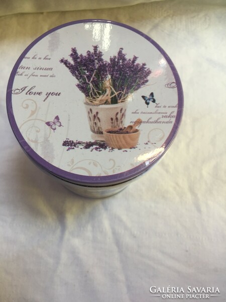 Metal gift box with lavender design, vintage style - 79/1.