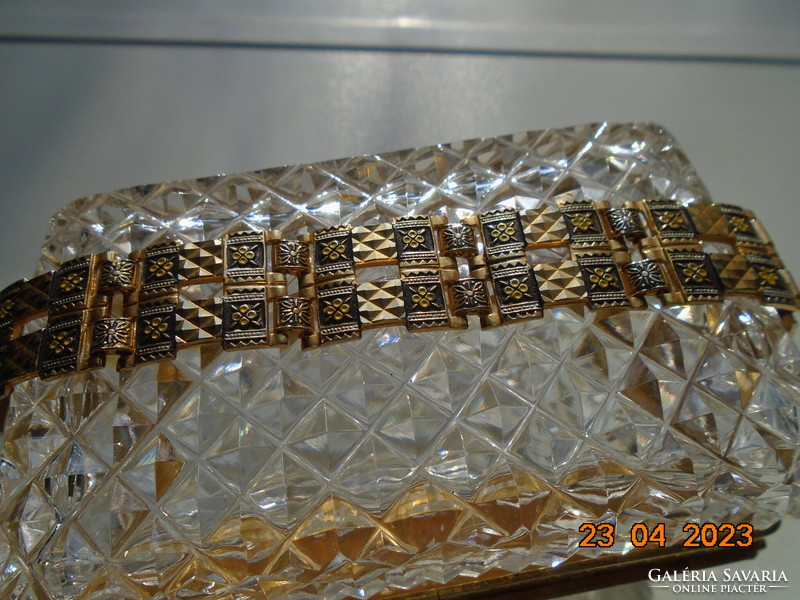 Wider niello bracelet handmade with Damascus 24 kt gold
