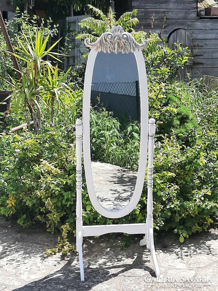 Provence, vintage standing mirror with beautiful hand carving on the top