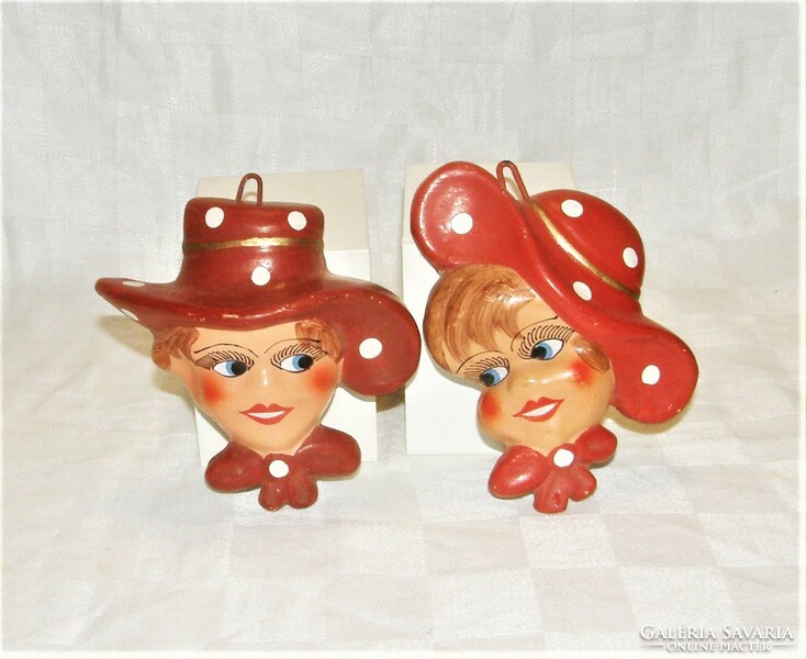 Retro ceramic wall mask - wall decoration in pair