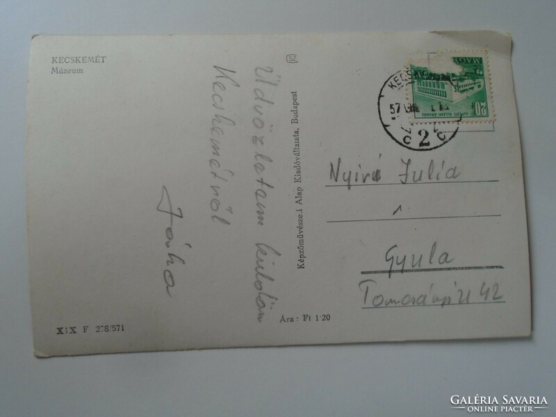 D195580 Kecskemét - museum postcard 1957