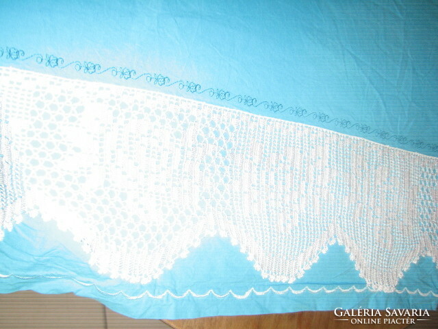 Beautiful vintage blue crochet lace tablecloth bedspread