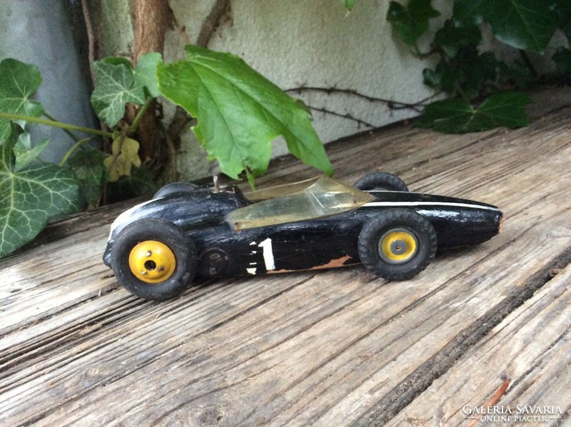Old wooden homemade DIY toy racing car small car