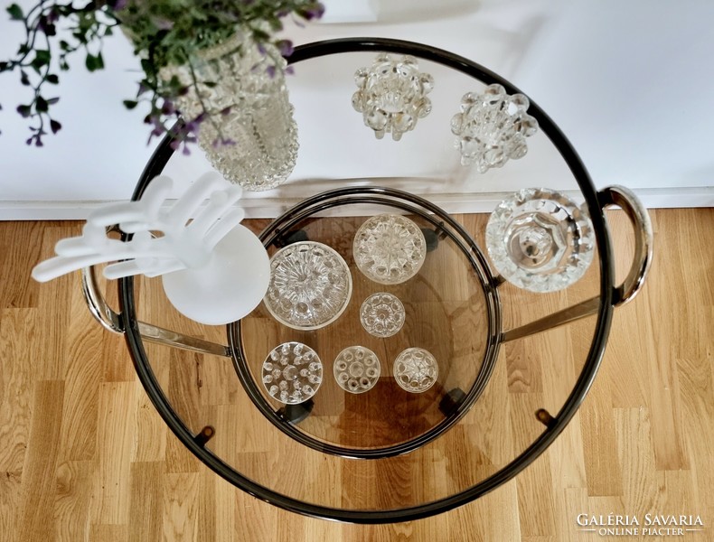 Vintage party cart with smoked glass shelves